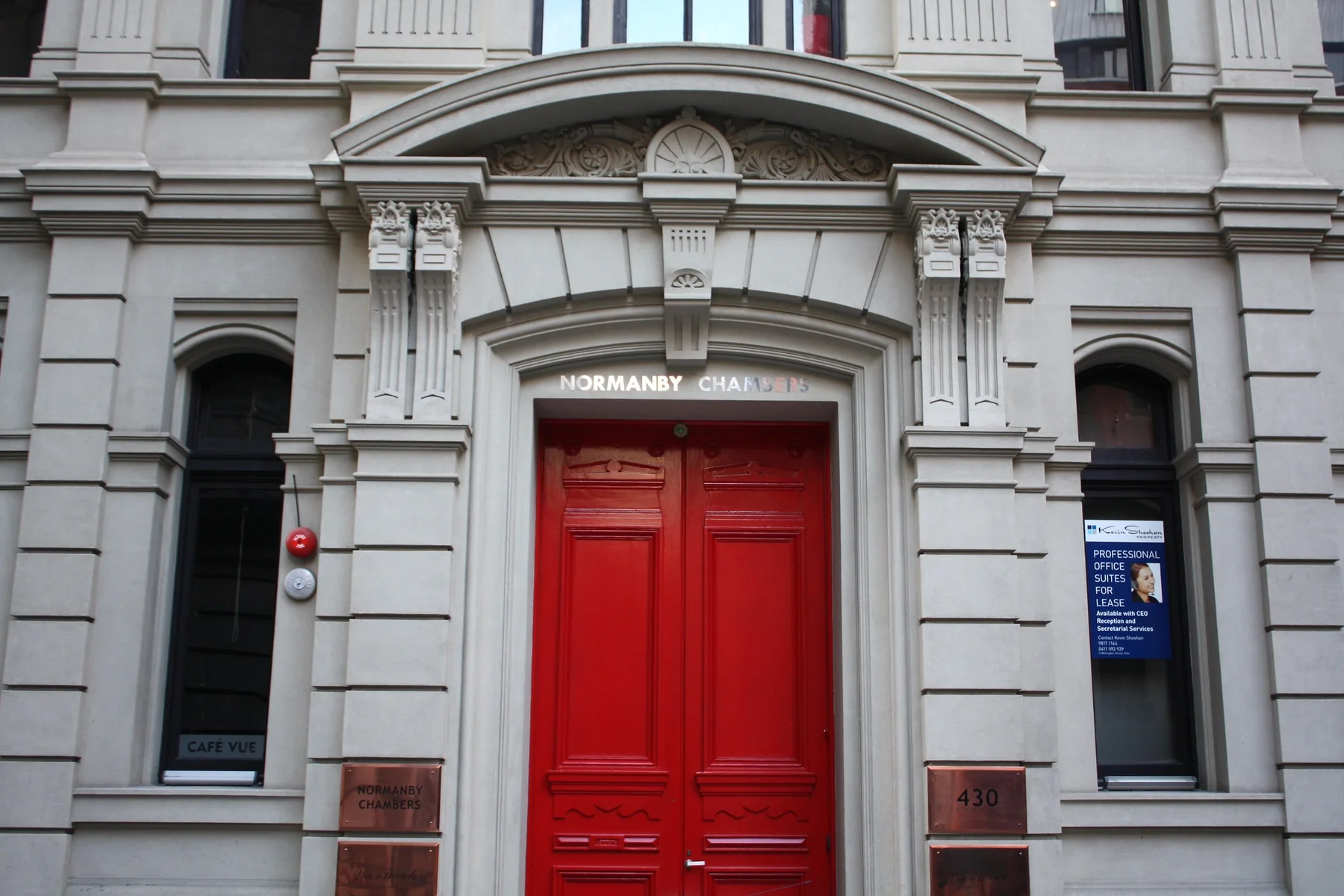 The red door of Normanby Chambers, 430 Little Collins Street, Melbourne